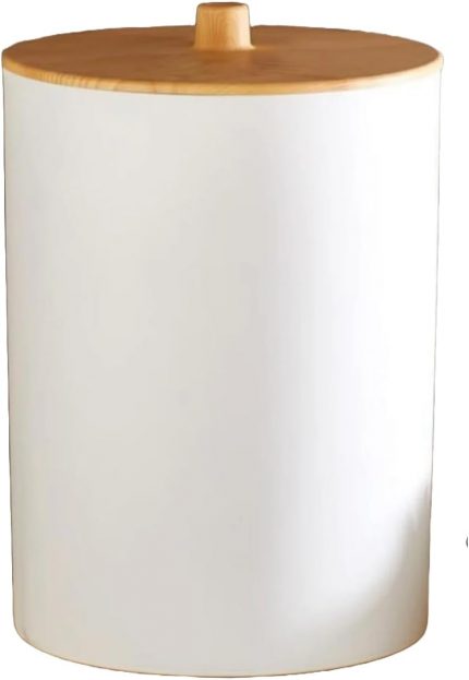 Bambu Görünümlü Ahşap Desen Çöp Kovası (BANYO - MUTFAK - TUVALET - BALKON) (BEYAZ, 6 LİTRE)