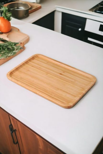 Bambu Lüx Dikdörtgen Büyük Servis-Sunum Tabağı 30x20x1,8cm