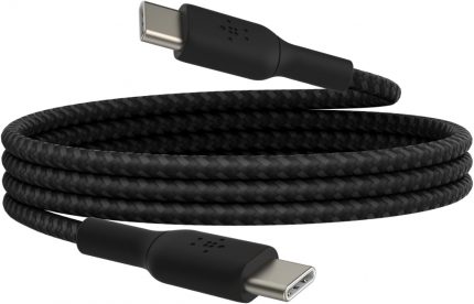 Boost Charge Örgülü USB-C, Hızlı Şarj Cihazı, USB-C Şarj Kablosu, iPhone 16, 15, Samsung Galaxy S24, S23, Pixel, iPad, MacBook, Nintendo ve Daha Fazlası için Hızlı Şarj, 1 Metre, Siyah