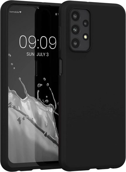 Trend Samsung Galaxy A23 Uyumlu içi Kadife Lansman Liquid Silicone kılıf Şok Emici Full Kasa Koruma Sağlayan Kılıf (Siyah)