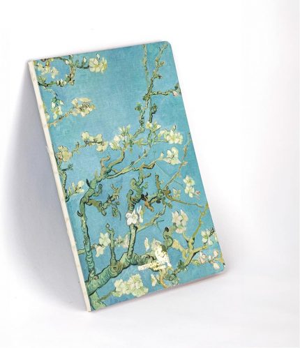 Almond Blossoms, Van Gogh 1890, Vintage Defter I, Çizgisiz, 96 Sayfa, İplik Dikiş, Esnek Kapak, Yaldızlı Oval Kenar, Tuval Doku, 90 gram, Fildişi Renk, 14,8x21x1cm