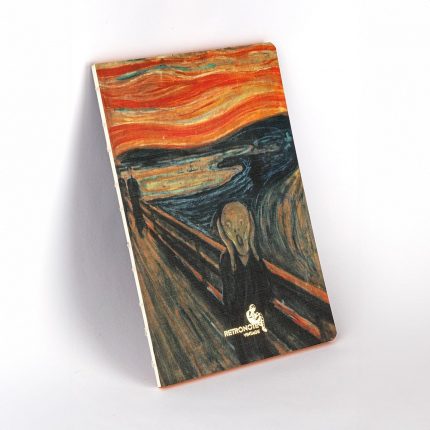 The Scream, Edward Munch 1893, Vintage Defter IX, Çizgisiz, 96 Sayfa, İplik Dikiş, Esnek Kapak, Yaldızlı Oval Kenar, Tuval Doku, 90 gram, Fildişi Renk, 14,8x21x1cm