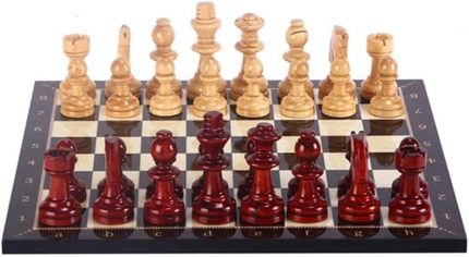 Ahşap Satranç Takımı/Seti; Orta, El Yapımı, Şimşir,Ceviz Desenli, Satranç Tahtası