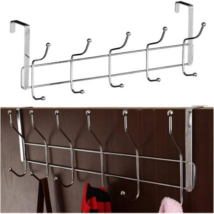 Home 12&apos;Li Kapı Arkası Metal Askı,Amerikan Kapı Arkası Askılık,Banyo,Mutfak,Yatak Odası İçin Kapı Arkasına Takılan Krom Askı (1)