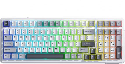 F99 3 Modlu RGB Hot Swap Mekanik Linear GrayWood V3 Switch Kablosuz Makrolu Klavye Gri