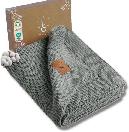 Dedi Alina%100 Organik Pamuklu Bebek Battaniyesi Kızlar/Erkek Çocuklar için 80x100 cm - Kundak ve Bebek Battaniyesi, Yumuşak Hafif Örgü Battaniye (Yeşil)