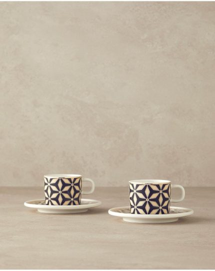 Home Modern Sense Bone Porselen 4 Parça 2 Kişilik Kahve Fincan Takımı Siyah