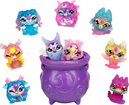 Mixies Minis der Shimmerverse serisi, koleksiyon paketi, 9 mini miksi, bunlardan 2&apos;si gizlenmiş, sihirli köpürtme kazanı ambalajından çıkarma deneyimi, sihirli güçlere sahip 5 yeni mini miksi