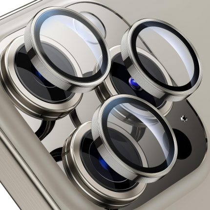 Apple iPhone 15 Pro Max iPhone 15 Pro için Kamera Lens Koruyucu Kamera Koruyucu Ultra İnce Yüksek Kaliteli Cam Lens Mercek Koruyucu (NATUREL TİTANYUM)