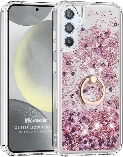Samsung Galaxy A55 Kılıf Glitter Liquid Holder Pembe [Galaxy A55 ile Uyumlu Kılıf - Pembe]