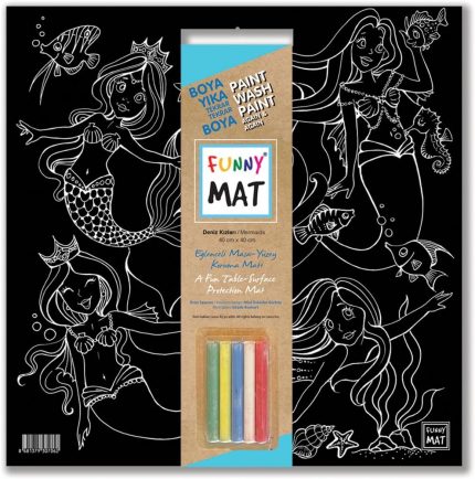 Çocuk Funny Mat Black (Tebeşirli) Deniz Kızları