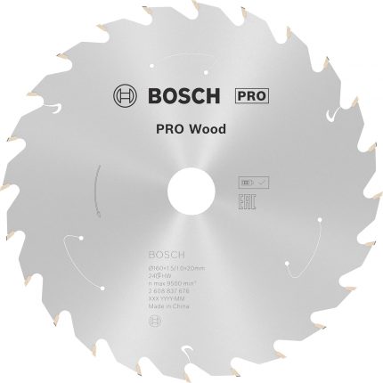Professional Daire testere bıçağı, standart ahşap için (ahşap, 160 x 20 x 1,5 mm, 24 diş, akülü daire testere aksesuarı)