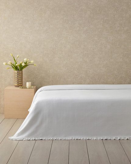 Home Lenora Pamuklu Fırfırlı Çift Kişilik Pike Beyaz