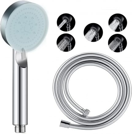 5F Masaj Etkili Duş Başlığı Seti / 5 Fonksiyonlu El Duşu ve 150 cm PVC Banyo Duş hortumu