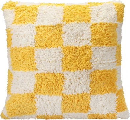 Pop Plaid Dokuma Yastık Sarı 45x45cm