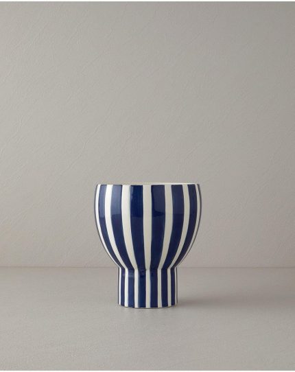 Home Exotic Strip Seramik Vazo Lacivert