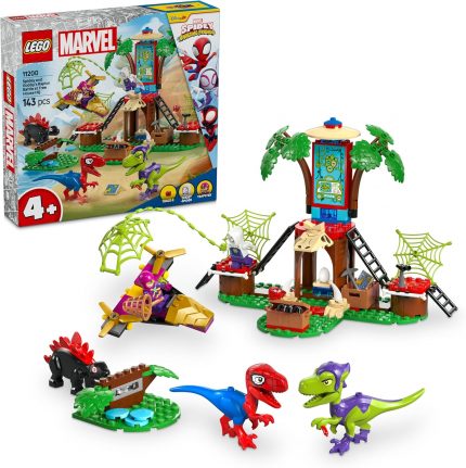 Marvel Spidey ve İnanılmaz Arkadaşları Ağaç Ev Karargahında Spidey ve Gobby&apos;nin Raptor Savaşı 11200-4 Yaş ve Üzeri Erkek ve Kız Çocuklar için Yaratıcı Oyuncak Yapım Seti (143 Parça)