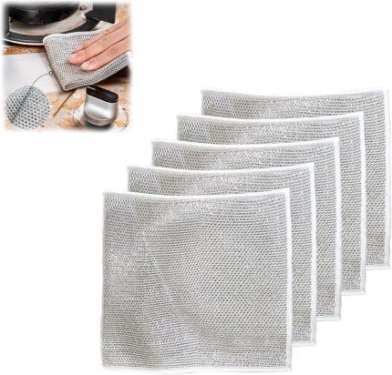 Gümüş tel bez temizleme bezi yağsız bez ızgaralar soba bulaşık yıkama Cleanin ev Pot X6D5 ve yıkama bezi