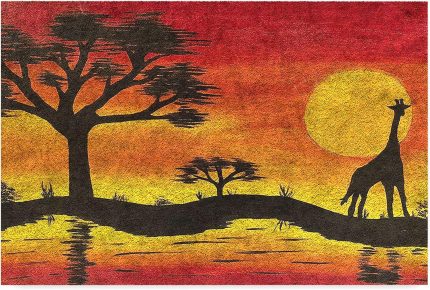 Tasarımlı Dekoratif Kapı önü Paspas, Dış Mekan/Ev İçi/Banyo/Mutfak/Yatak Odası/Giriş Paspasları (Afrika, 45X70)